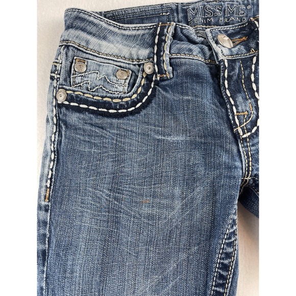 Miss Me Jeans 26 Irene Straight Low Rise Flap Pocket Blue Denim - Picture 4 of 16